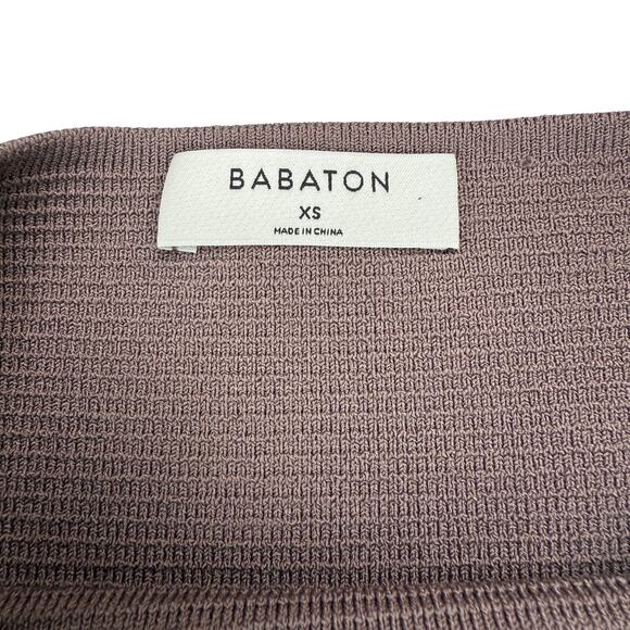 BABATON Aritzia Sculpt Knit Ribbed Mini Skirt Sz XS Deep Taupe - Picture 6 of 8